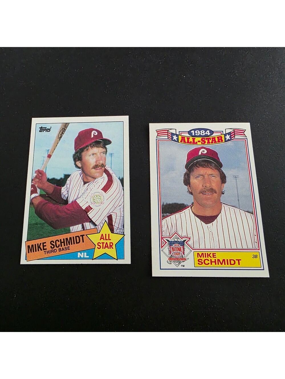 1985 Topps Mike Schmidt All Star Lot of 2 #714 & Glossy #4